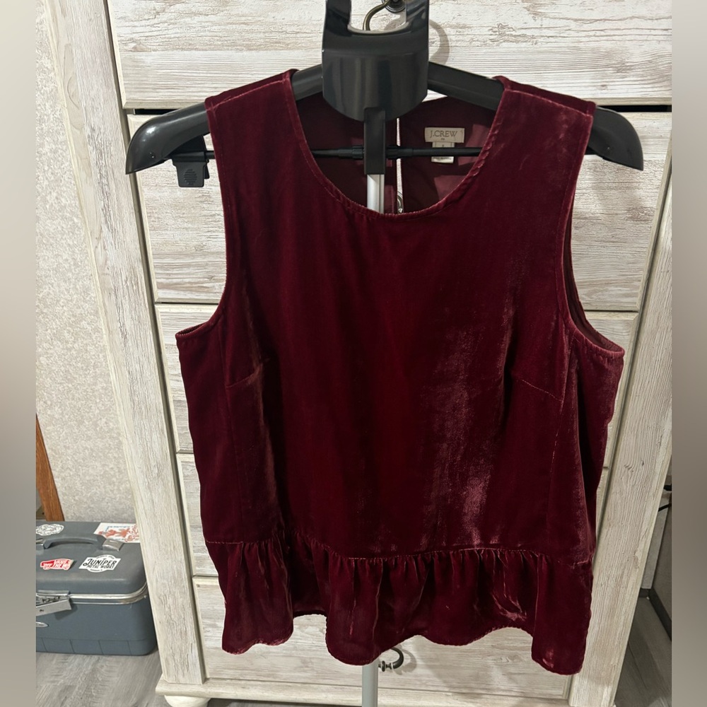 J Crew deep wine color velvet top